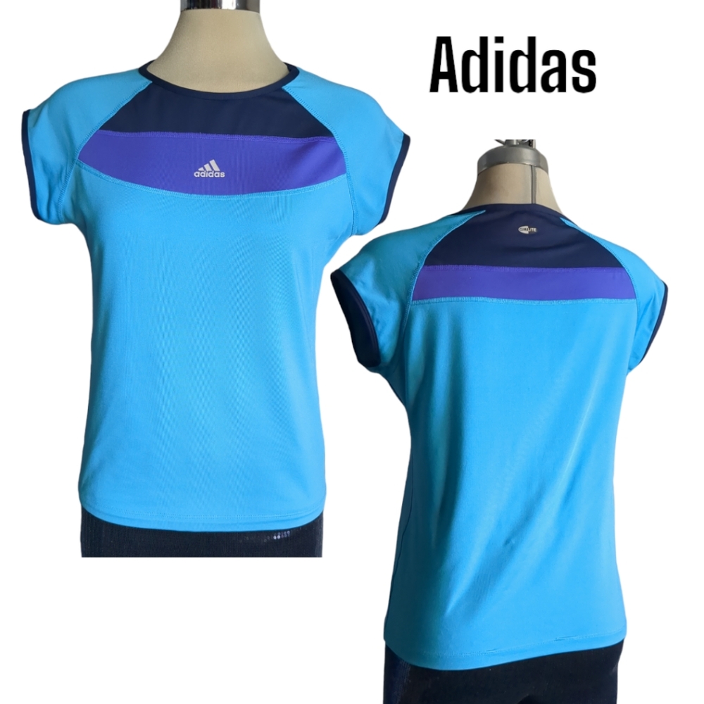 Adidas Climate. Blue and Purple Sport Top Size L